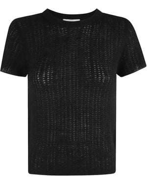 Vince T-Shirt Met Wafelpatroon - Zwart