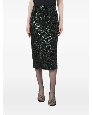 Max Mara Gonna Midi Msefinito Con Paillettes - Nero