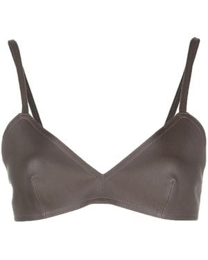 The Mannei Sierra Leather Bralette - Grey