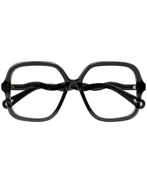 Chloé Square-Frame Wavy-Arm Glasses - Black