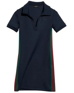 Gucci Vestido De Canalé Con Tribanda Web - Azul