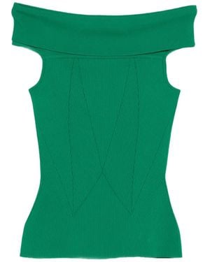 Givenchy Off The Shoulder Cotton Top - Green