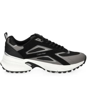 Calvin Klein Logo-Print Panelled Low-Top Trainers - Black