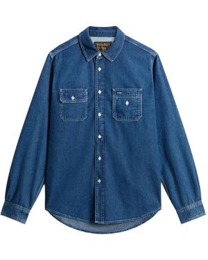 Woolrich Chemise En Jean À Poche Poitrine - Blue