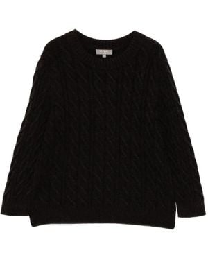 N.Peal Cashmere Emilia Oberteil Mit Zopfmuster - Schwarz