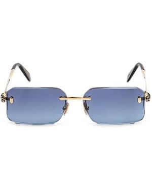 BVLGARI Geometric-Frame Rimless Sunglasses - Blue