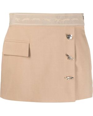 Krizia Panther-Print Waistband Skort - Natural