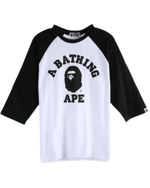 A Bathing Ape University Logo-Print Raglan-Sleeve T-Shirt - Black