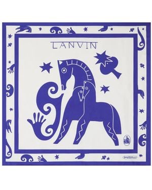 Lanvin Graphic-Print Scarf - Blue