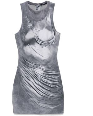 Balmain Trompe L'Oeil-Print Mini Dress - Grey
