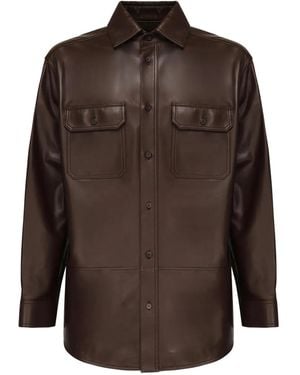 Loewe Hemdjacke aus Leder - Braun