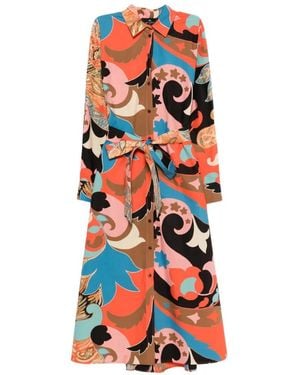 Etro Paisley-Print Belted Shirt Dress - White