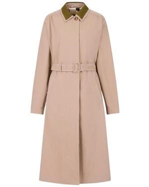 Marni Contrast-Collar Belted Trench Coat - Natural