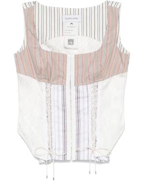Marine Serre Regenerated Striped Top - White