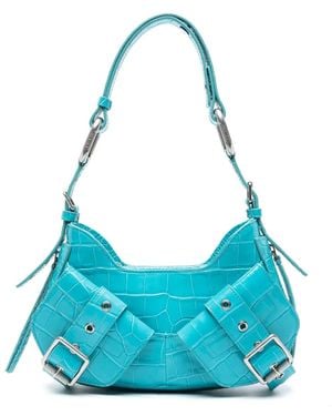 BIASIA Borsa A Spalla Y2K Con Effetto Coccodrillo Goffrato - Blu