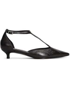 Bibi Lou Canna Pointed-Toe T-Bar Court Shoes - Brown