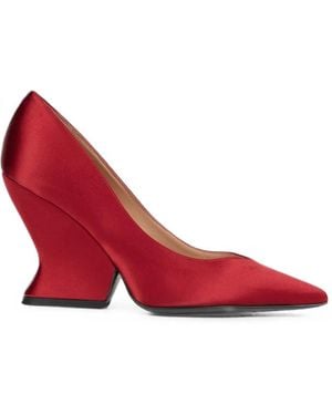 Alberta Ferretti Satin Pointed-Toe Pumps - Red