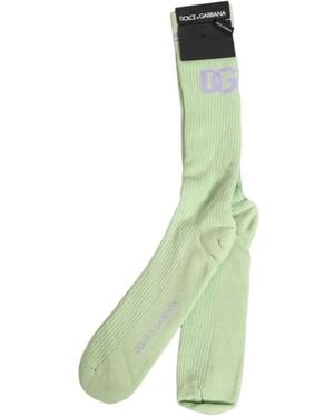 Dolce & Gabbana Light- Logo Over-Calf Socks - Green