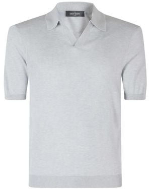 Gran Sasso Short-Sleeved Knitted Polo Shirt - Grey