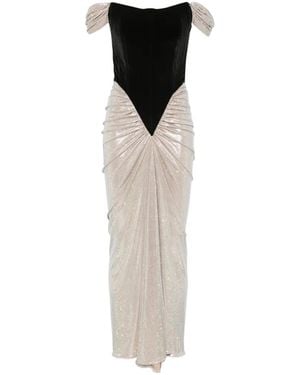Miron Velvet-Corset Crystal-Embellished Gown - White
