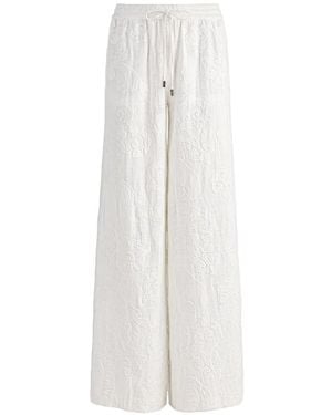 Alice + Olivia Ojai Embroidered Wide-Leg Pants - White