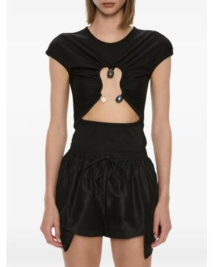 Christopher Esber Hiero Crystal Capped T-Shirt - Black