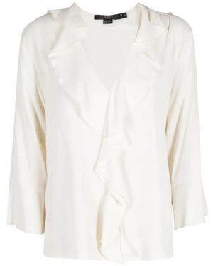 Seventy V-Neck Ruffled Blouse - White