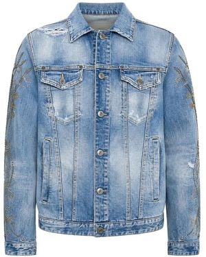 DSquared² Western Rhinestone-Embellished Jacket - Blue