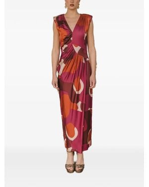 Cherubina Cassidy Abstract-Print Midi Dress - Red