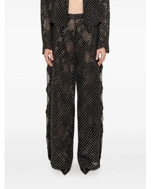 Nissa Pantalon Palazzo En Dentelle À Ornements - Black