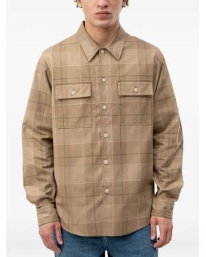HUGO Check-Pattern Flap-Pocket Shirt - Natural