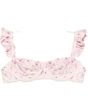 Agua Bendita Kiwi Playa Ruffled Underwired Bikini Top - Pink