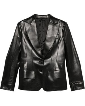 Tom Ford Notched-Lapel Leather Jacket - Black