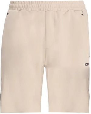 BOSS Elasticated-Waistband Shorts - Natural