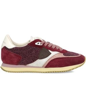 Philippe Model Blville Glitter Panel Sneakers - Red