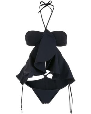 Amir Slama Costume Intero Con Ruches - Nero