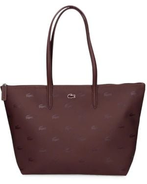 Lacoste Large Monogram-Print Shoulder Bag - Purple