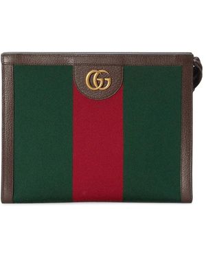 Gucci ウェブ ダブル G コスメポーチ - グリーン