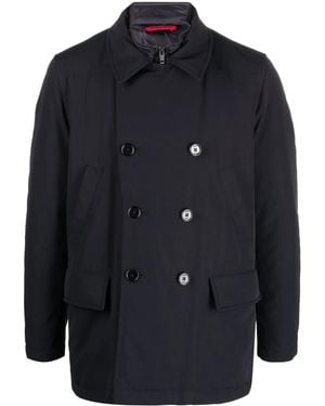 Fay Quilted Double-Breasted Coat - Blue