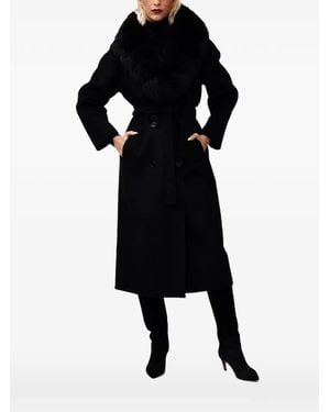 Poche Paris Single-Breasted Belted Coat - Black
