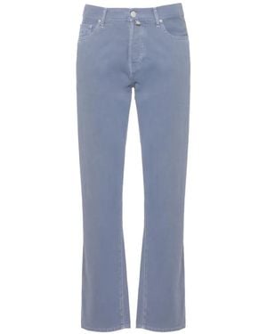 Jacob Cohen Pantalones Rectos Con Parche Del Logo - Azul