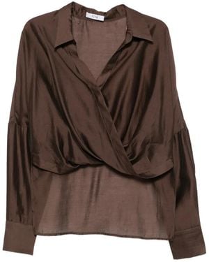 ELEH Wrap-Front Long-Sleeved Shirt - Brown