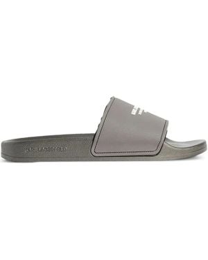 Karl Lagerfeld Logo-Embossed Slides - White