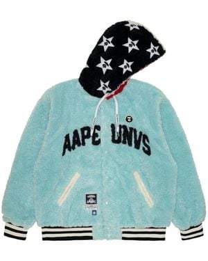 Aape By A Bathing Ape Moonface Hooded Bomber Jacket - Blue