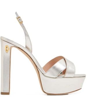 Jennifer Chamandi Platform Crossover-Strap Sandals - White
