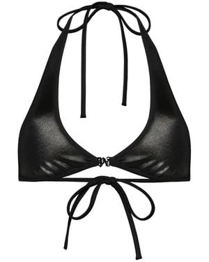 Palm Angels Monogram-Plaque Bikini Top - Black