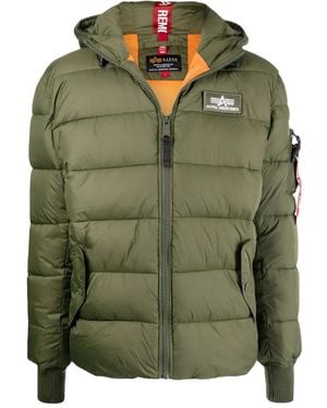 Alpha Industries Hooded Quilted Jacket - Green