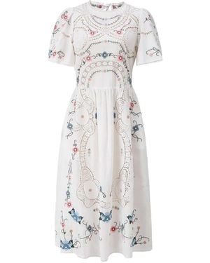 DREAM CATCHER Jules Floral-Embroidered Broderie-Anglaise Midi Dress - White