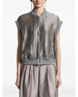 Peserico Zip-Up Sleeveless Bomber Jacket - Gray