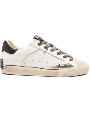 Crime London Deconstructed Distressed-Effect Leopard-Print Trainers - White